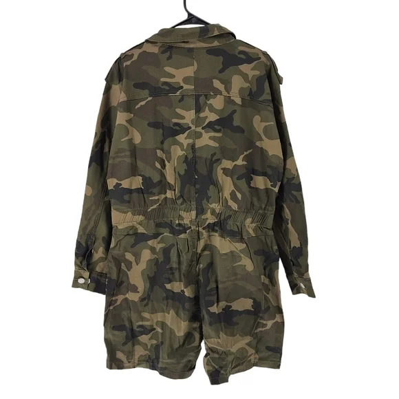 Swank Women's Plus Commander Camo Long Sleeve Romper- 1X - Picture 6 of 6